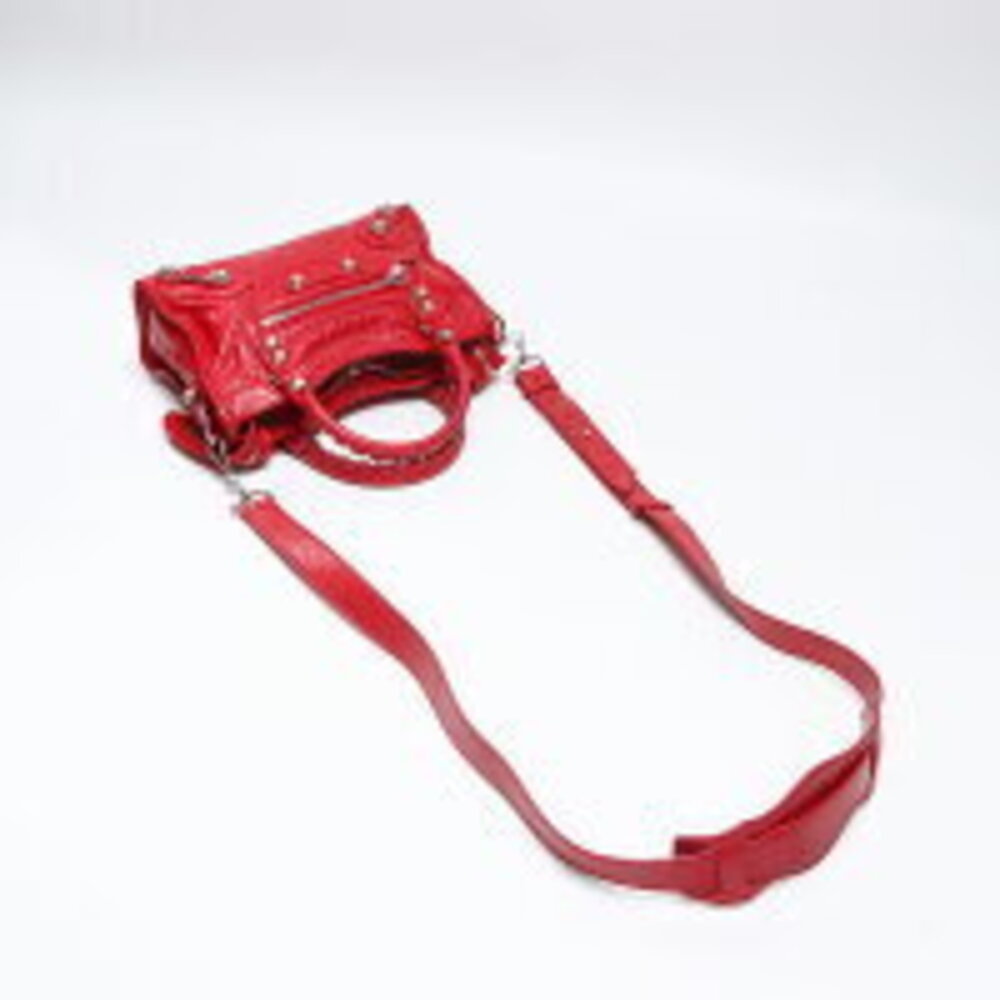 Balenciaga Giant City Leather Shoulder Bag Red - Picture 9 of 13